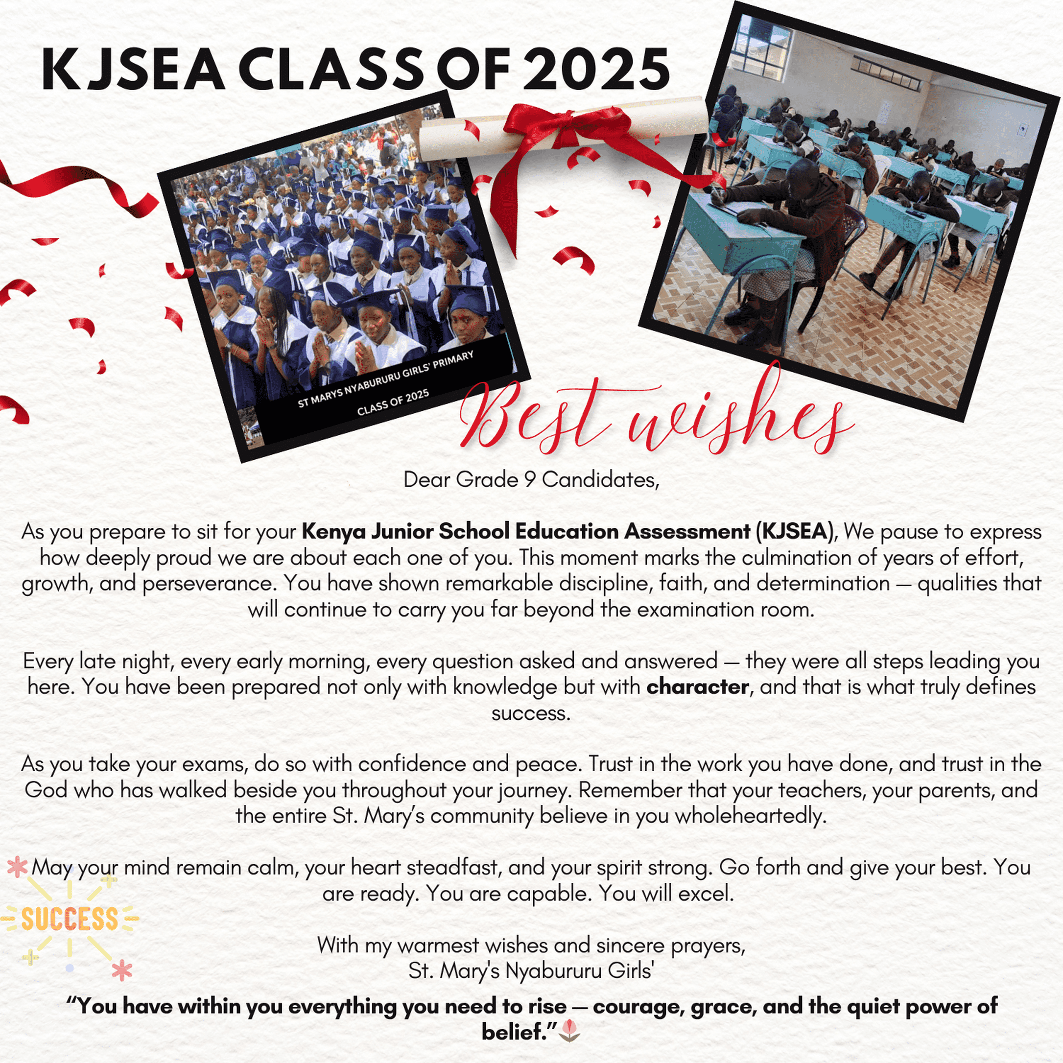 TO OUR DEAR CANDIDATES KJSEA 2025